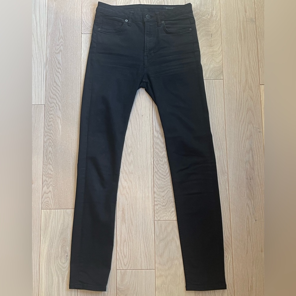all saints stilt black denim straight skinny jean